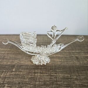 Vintage Hand Blown Spun Glass Mini Gondola Gondolier Trinket Decor Collectible